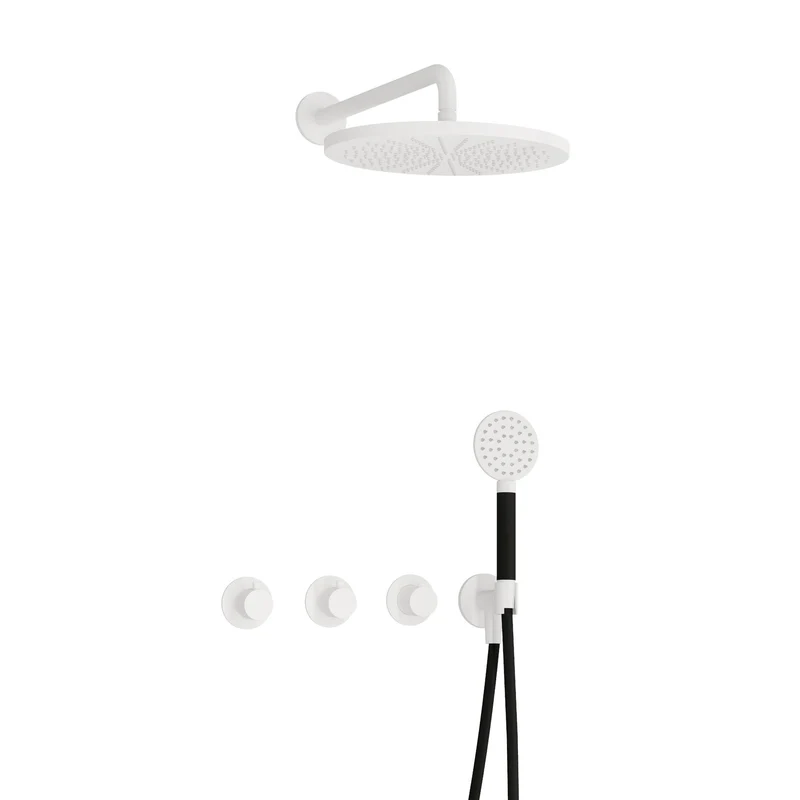 Hotbath Cobber IBS70 inbouw doucheset - ronde handdouche - 30cm hoofddouche - wandarm - wandhouder - Mat Wit