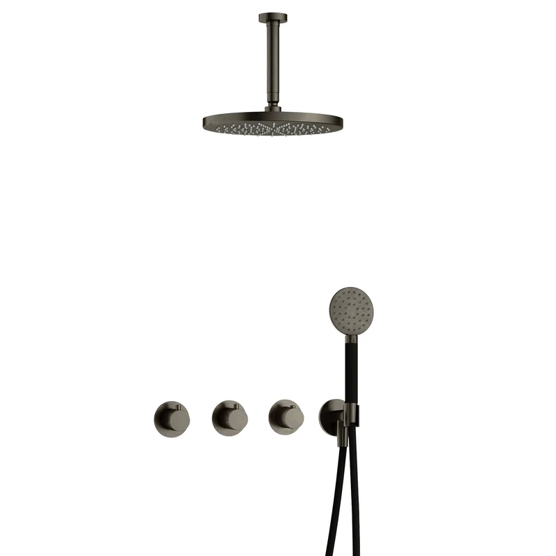 Hotbath Cobber IBS70 inbouw doucheset - ronde handdouche - 30cm hoofddouche - 15cm plafondbuis - wandhouder - Verouderd IJzer