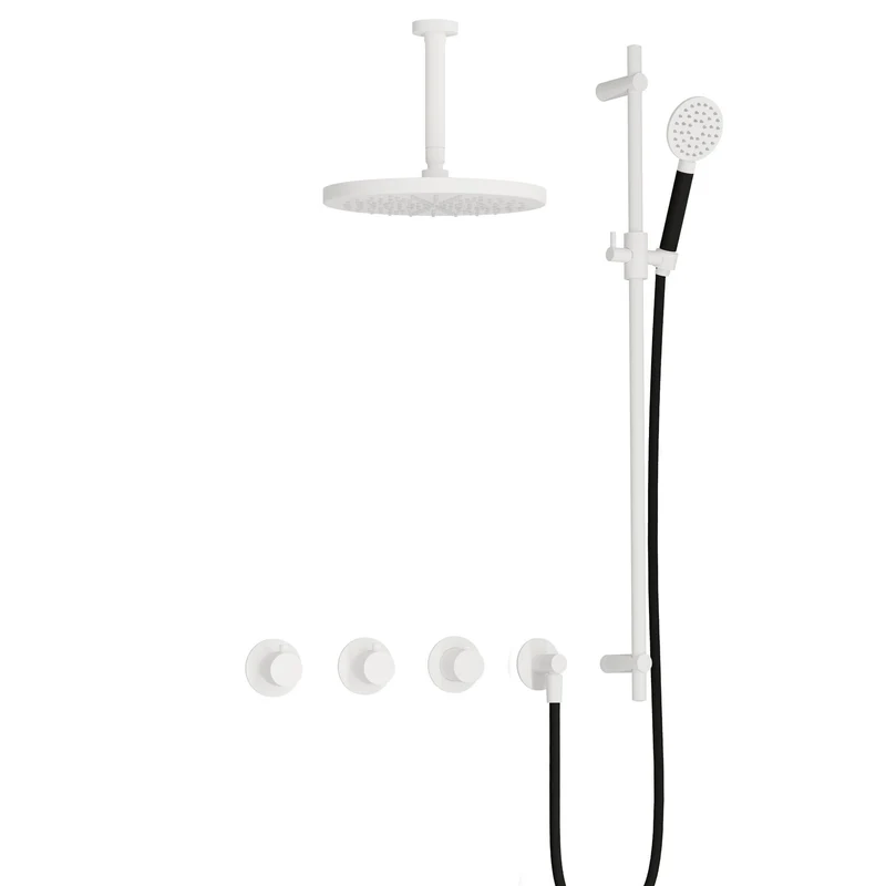 Hotbath Cobber IBS70 inbouw doucheset - ronde handdouche - 30cm hoofddouche - 15cm plafondbuis - glijstang - Mat Wit