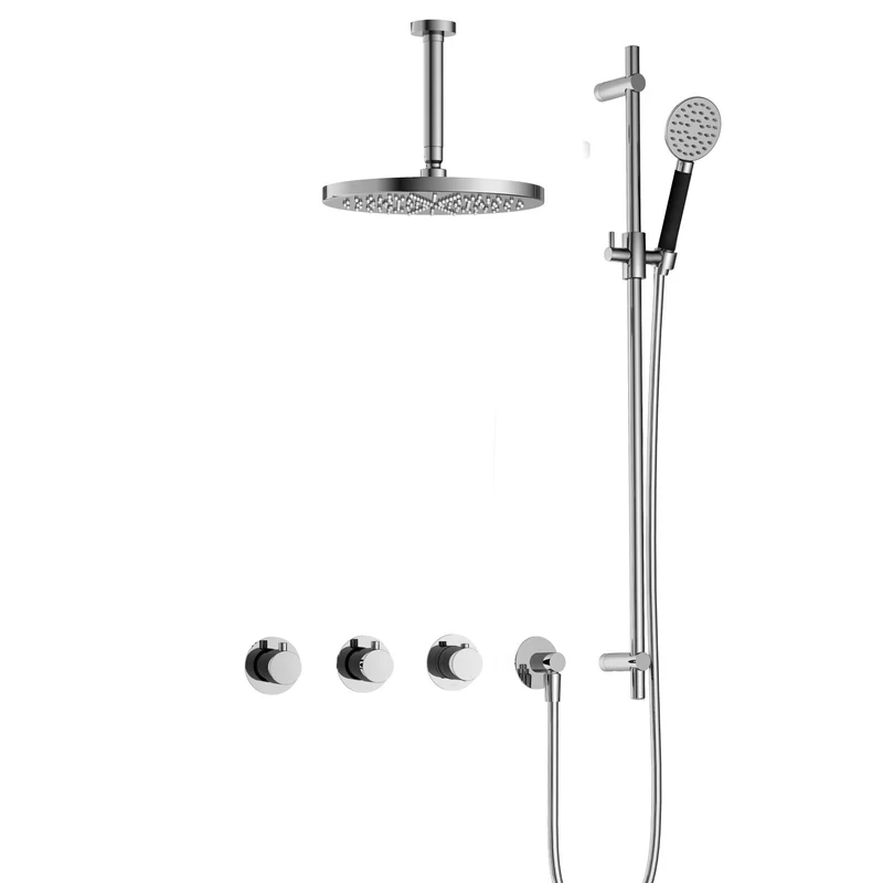 Hotbath Cobber IBS70 inbouw doucheset - ronde handdouche - 30cm hoofddouche - 15cm plafondbuis - glijstang - Chroom