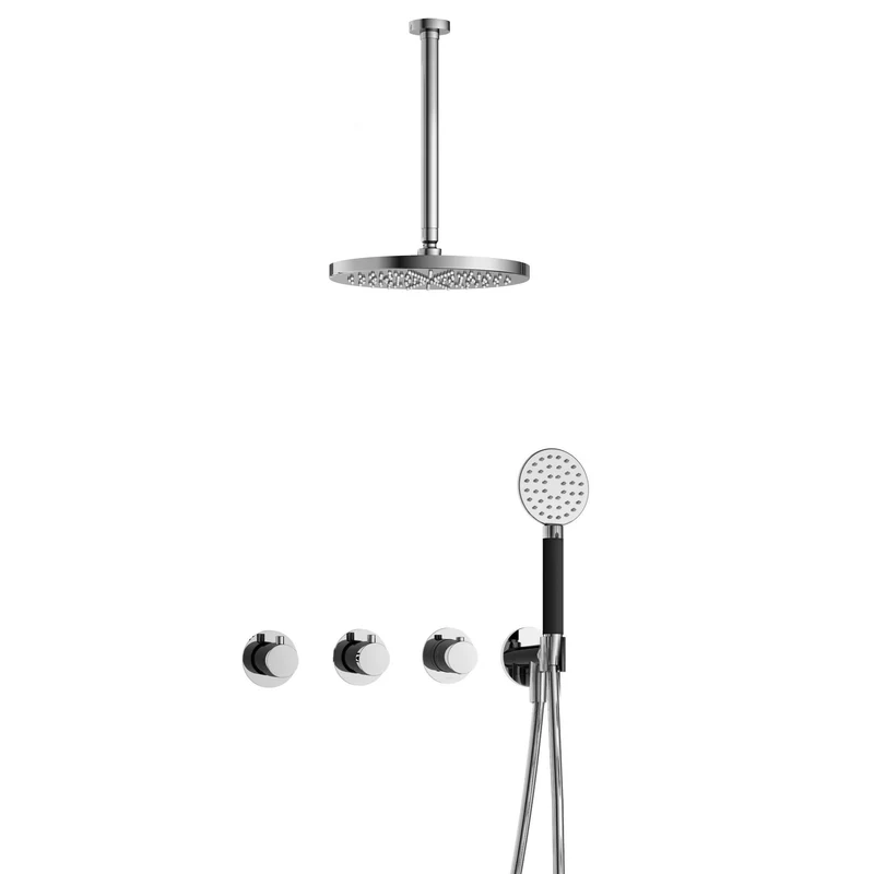 Hotbath Cobber IBS70 inbouw doucheset - ronde handdouche - 30cm hoofddouche - 30cm plafondbuis - wandhouder - Chroom