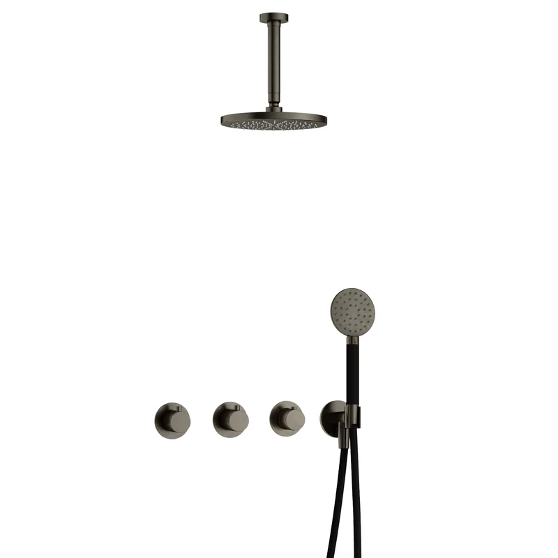 Hotbath Cobber IBS70 inbouw doucheset - ronde handdouche - 25cm hoofddouche - 15cm plafondbuis - wandhouder - Verouderd IJzer