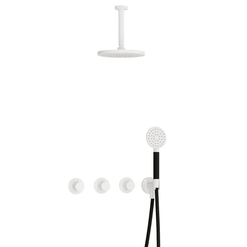 Hotbath Cobber IBS70 inbouw doucheset - ronde handdouche - 25cm hoofddouche - 15cm plafondbuis - wandhouder - Mat Wit
