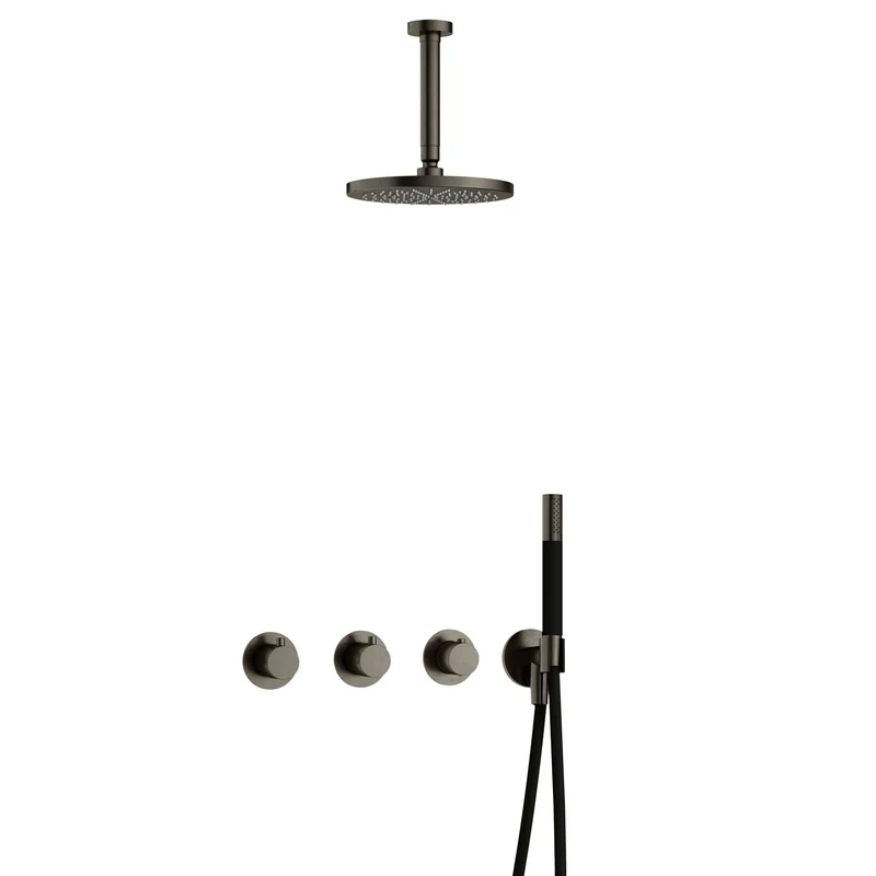 Hotbath Cobber IBS70 inbouw doucheset - staafhanddouche - 20cm hoofddouche - 15cm plafondbuis - wandhouder - Verouderd IJzer