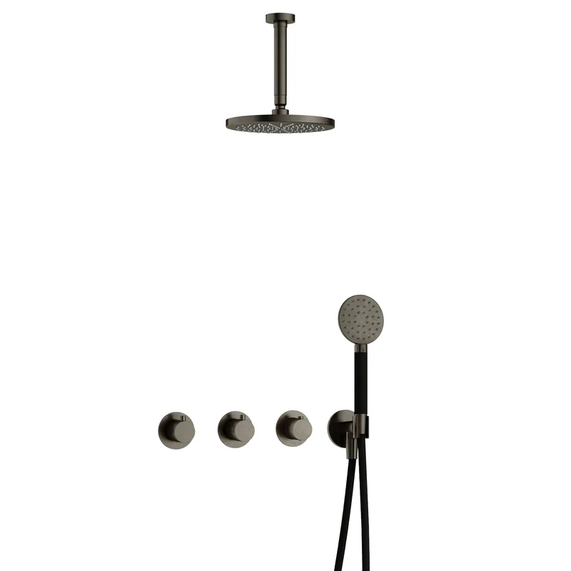 Hotbath Cobber IBS70 inbouw doucheset - ronde handdouche - 20cm hoofddouche - 15cm plafondbuis - wandhouder - Verouderd IJzer