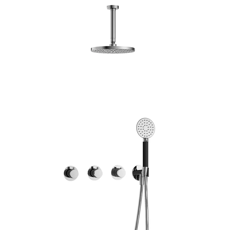 Hotbath Cobber IBS70 inbouw doucheset - ronde handdouche - 20cm hoofddouche - 15cm plafondbuis - wandhouder - Chroom