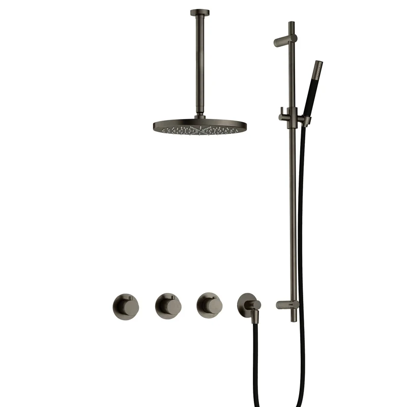 Hotbath Cobber IBS70 inbouw doucheset - staafhanddouche - 30cm hoofddouche - 30cm plafondbuis - glijstang - Verouderd IJzer