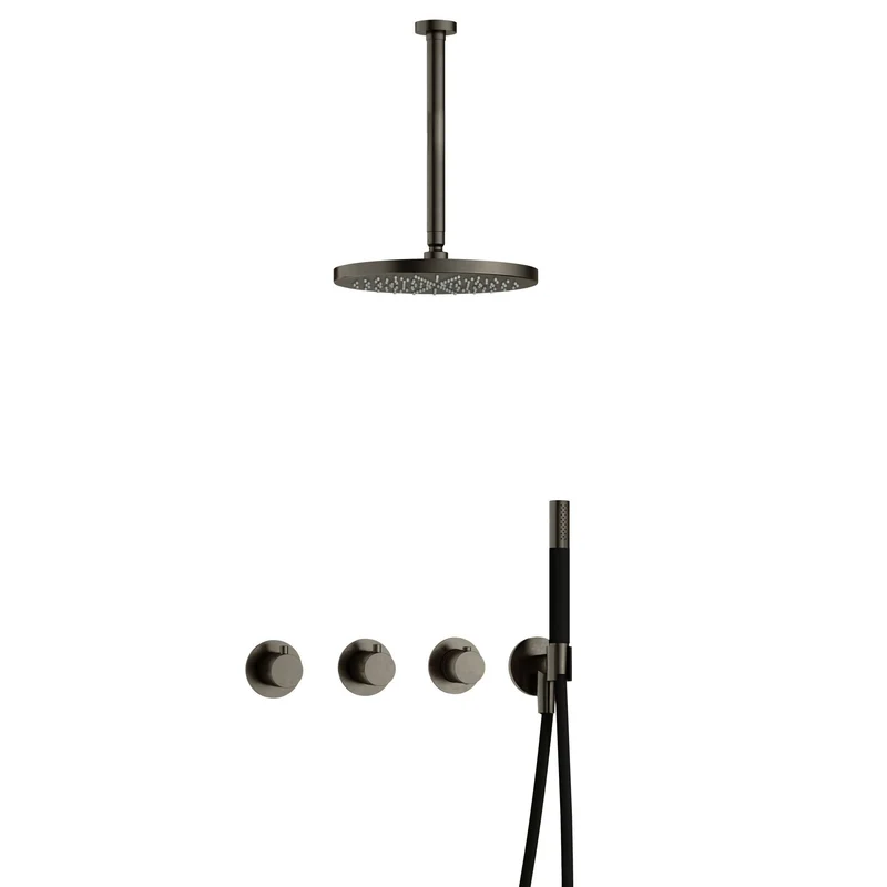 Hotbath Cobber IBS70 inbouw doucheset - staafhanddouche - 30cm hoofddouche - 30cm plafondbuis - wandhouder - Verouderd IJzer