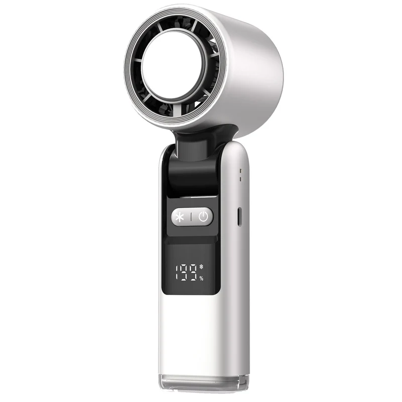 FreshFlow Slimme Handventilator met Digitaal Display en Oplaadbare Batterij