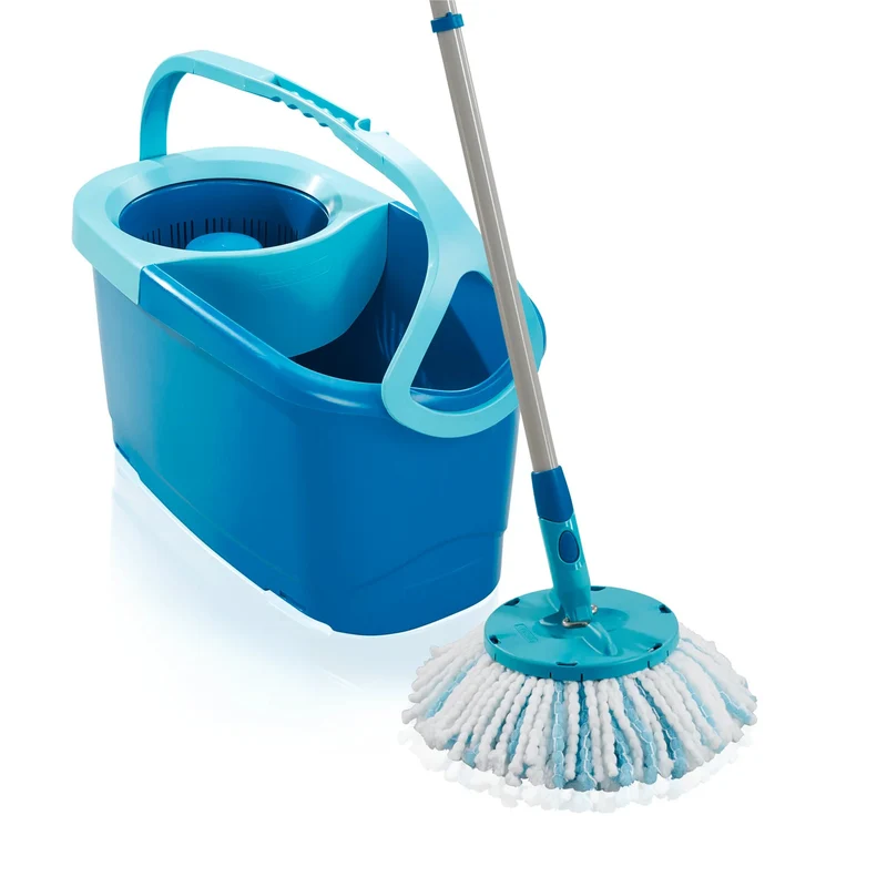 Leifheit Clean Twist-set, draaibare dweil en emmer, verstelbare steel, inhoud emmer 6 l, Micro Duo-opzetstuk, 52101