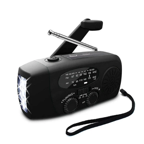 Elektronica Noodradio - Zelfaangedreven met Handopwinder, Solar & Powerbank