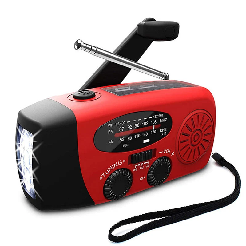 Elektronica Noodradio - Zelfaangedreven met Handopwinder, Solar & Powerbank