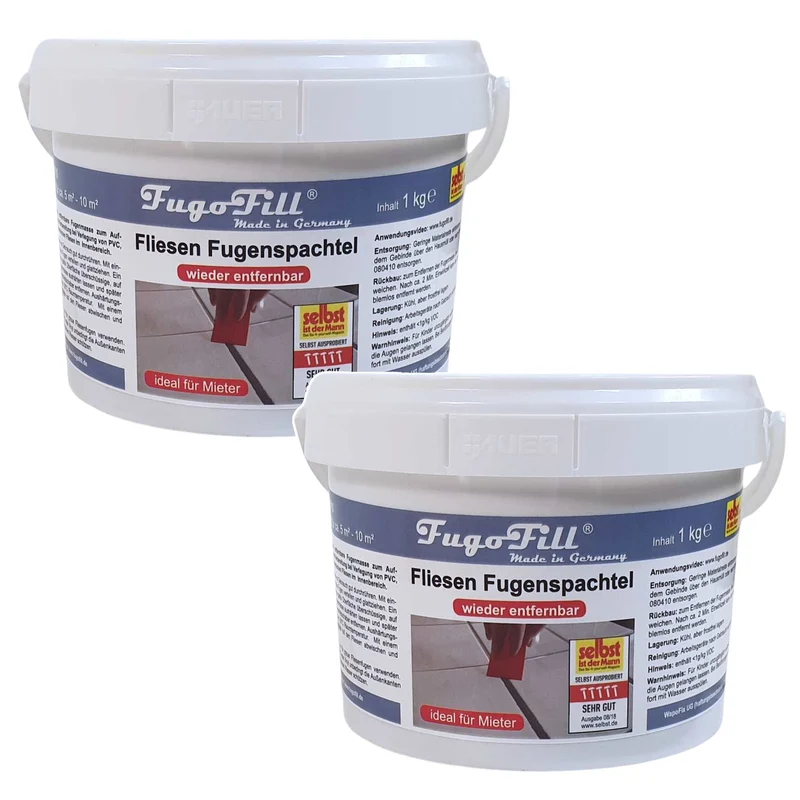 Mastic à joints amovible FugoFill, 2 x 1 kg, gris