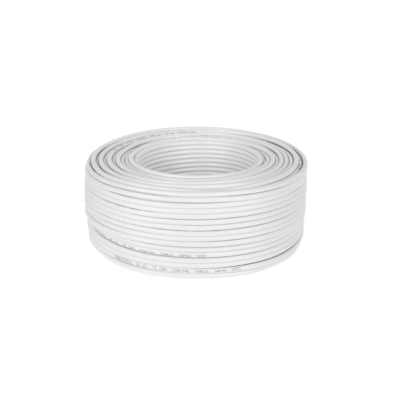 Coax Kabel 100 Meter 3C2V Wit KAB0001 – Coaxiale Kabel TV Antenne – Dubbel Afschermd – Koper Kern