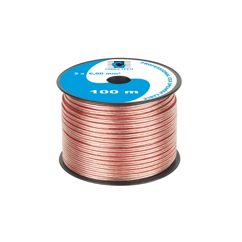 Speaker Kabel 100 Meter 2x6.0 mm² CCA Transparant KAB0362 – Luidsprekerkabel Rol – Audio Kabel Budget