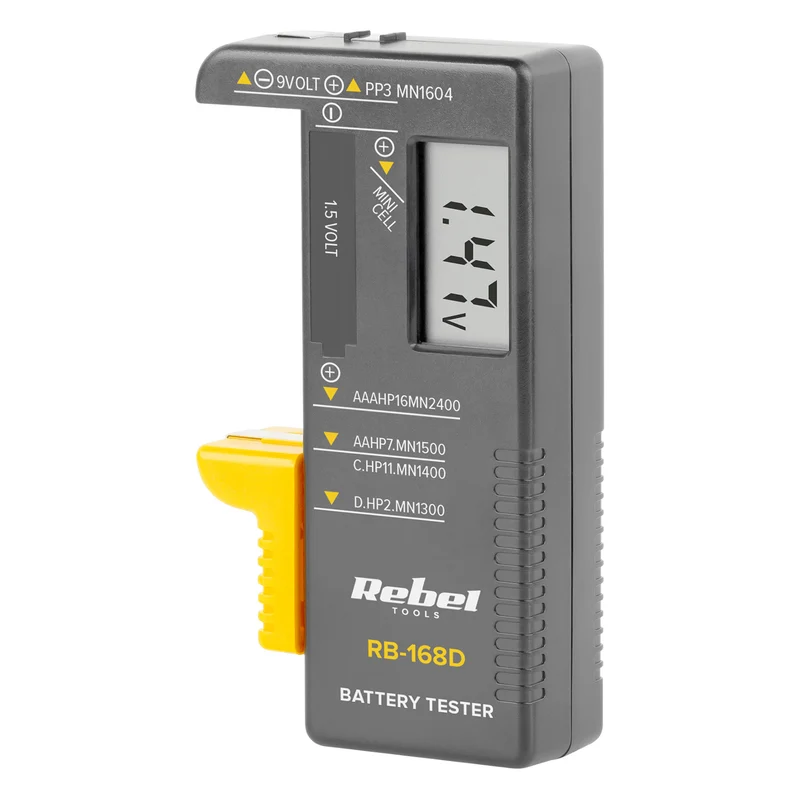 Testeur de piles numérique REBEL 9 V, AAA, AA, C, D, RB-168D
