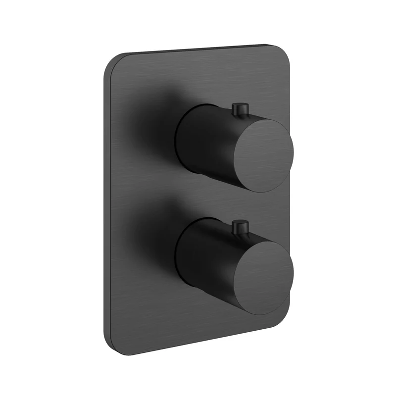 Hotbath Gal GL009EXT afbouwdeel - inbouw thermostaat met 2-weg stop-omstel - Geborsteld Gunmetal PVD