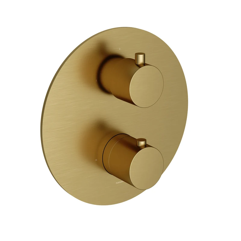 Hotbath Cobber CB009EXT afbouwdeel voor inbouw thermostaat met 2-weg omstel - Geborsteld Messing PVD