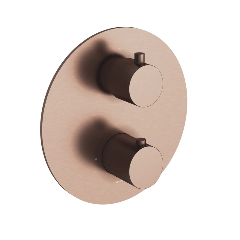 Hotbath Cobber CB009EXT afbouwdeel voor inbouw thermostaat met 2-weg omstel - Geborsteld Koper PVD