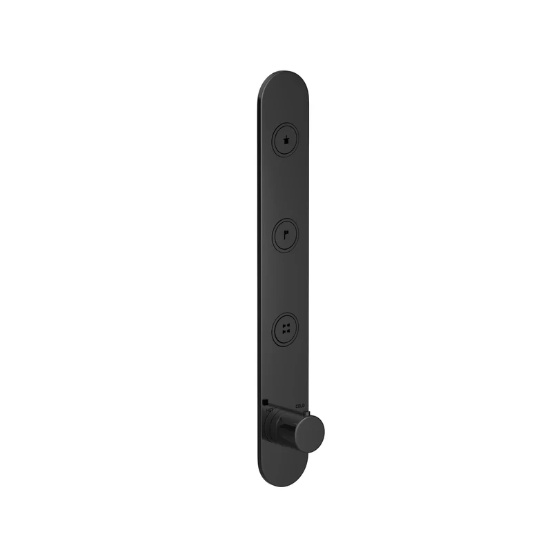 Hotbath Cobber PB050EXT afbouwdeel voor inbouw thermostaat met 3 pushbuttons - Gepolijst Zwart PVD