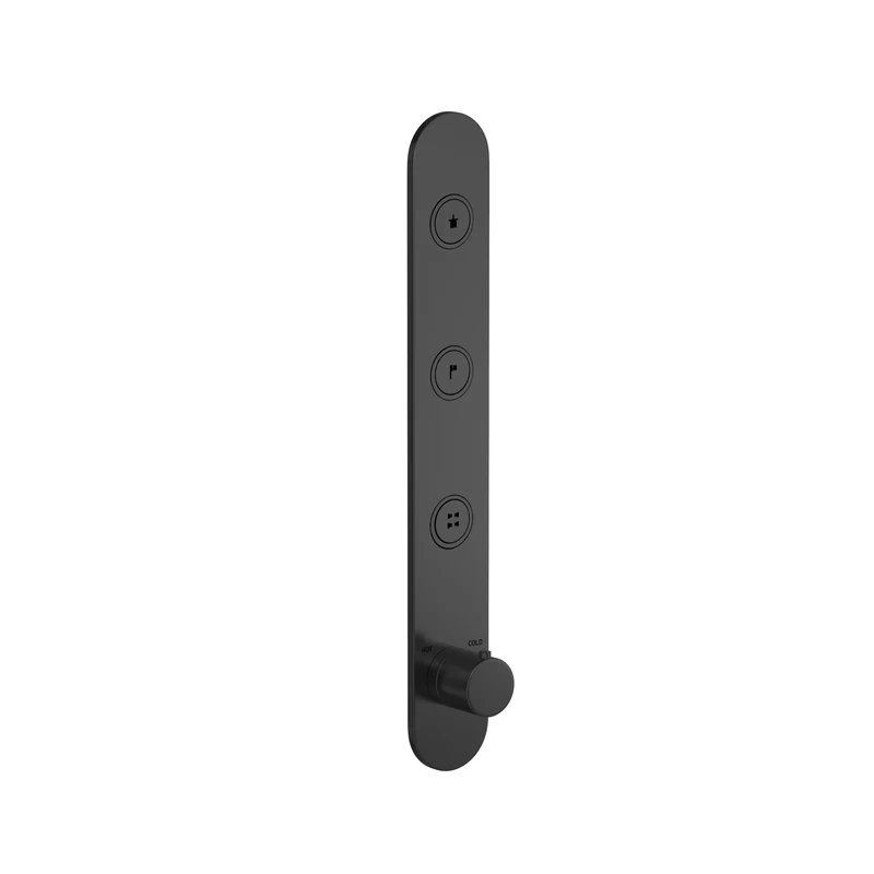 Hotbath Cobber PB050EXT afbouwdeel voor inbouw thermostaat met 3 pushbuttons - Geborsteld Zwart PVD