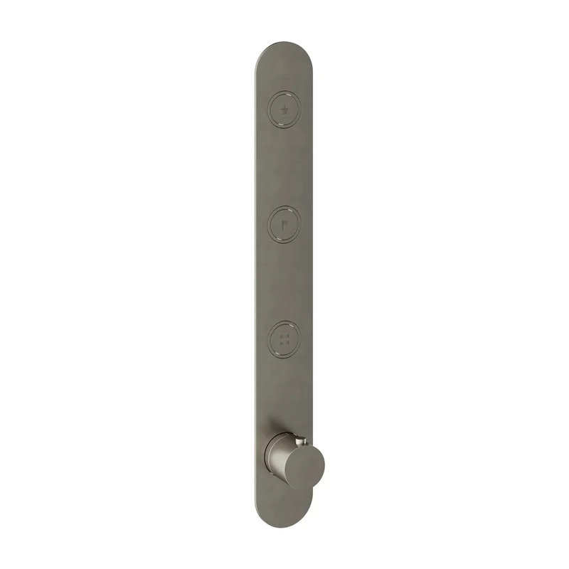 Hotbath Cobber PB050EXT afbouwdeel voor inbouw thermostaat met 3 pushbuttons - Geborsteld Nikkel