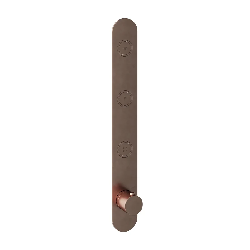 Hotbath Cobber PB050EXT afbouwdeel voor inbouw thermostaat met 3 pushbuttons - Geborsteld Koper PVD