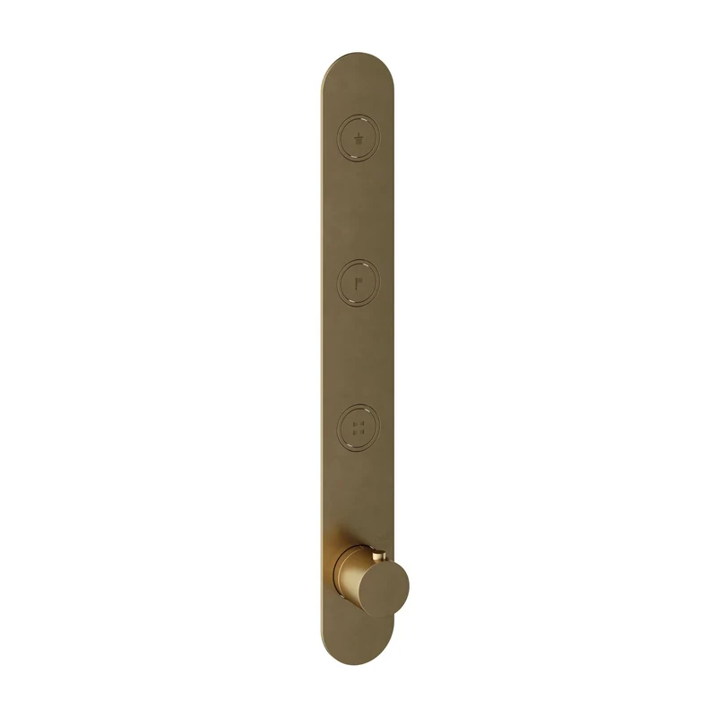 Hotbath Cobber PB050EXT afbouwdeel voor inbouw thermostaat met 3 pushbuttons - Geborsteld Messing