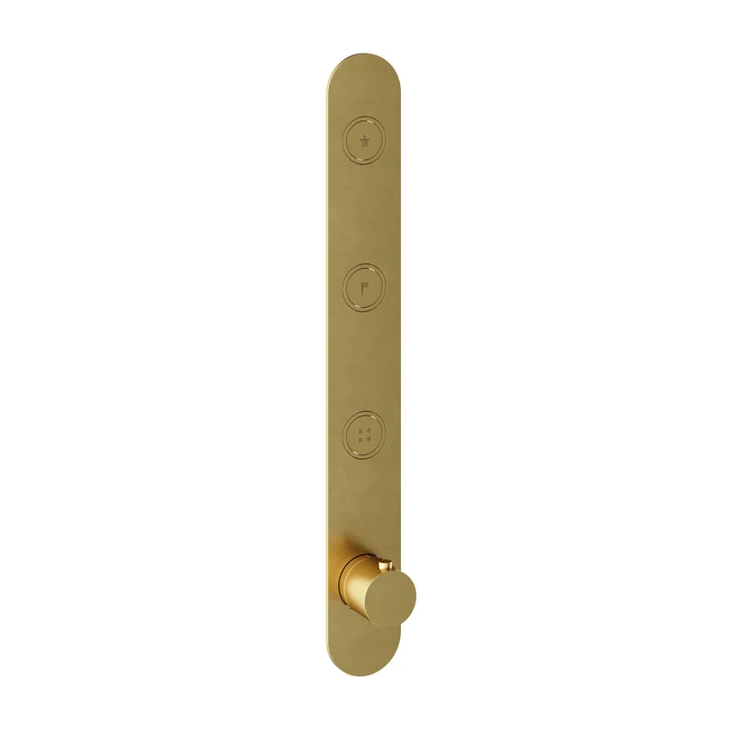 Hotbath Cobber PB050EXT afbouwdeel voor inbouw thermostaat met 3 pushbuttons - Geborsteld Messing PVD