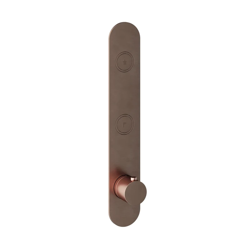 Hotbath Cobber PB066EXT afbouwdeel voor inbouw thermostaat met 2 pushbuttons - Geborsteld Koper PVD