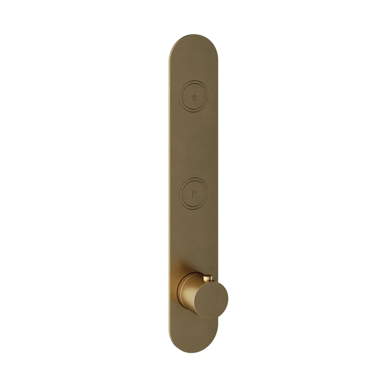 Hotbath Cobber PB066EXT afbouwdeel voor inbouw thermostaat met 2 pushbuttons - Geborsteld Messing