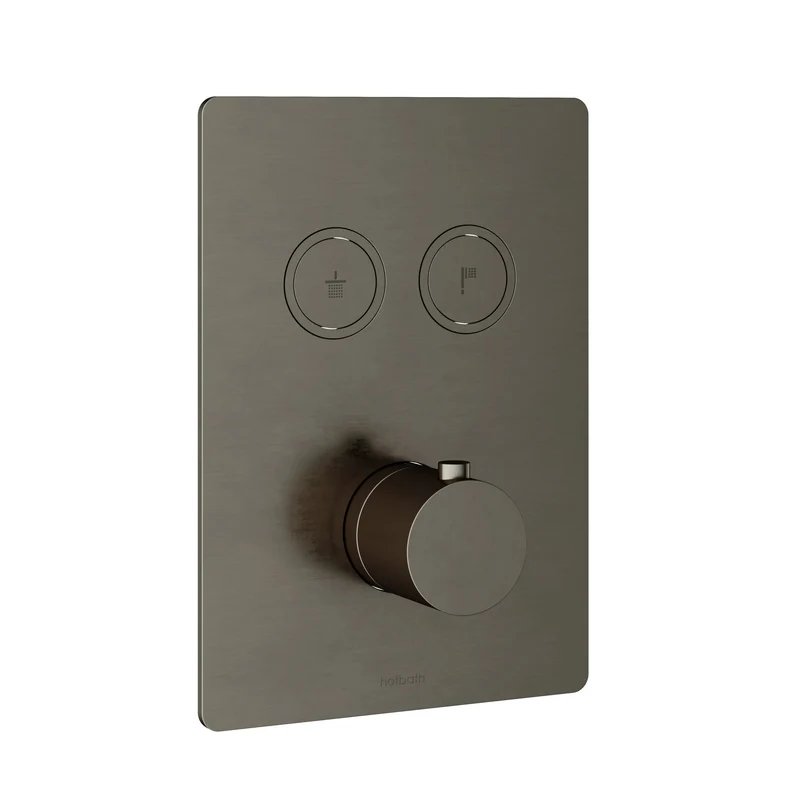 Hotbath Cobber PB009QEXT afbouwdeel voor inbouw thermostaat met 2 pushbuttons - Verouderd IJzer