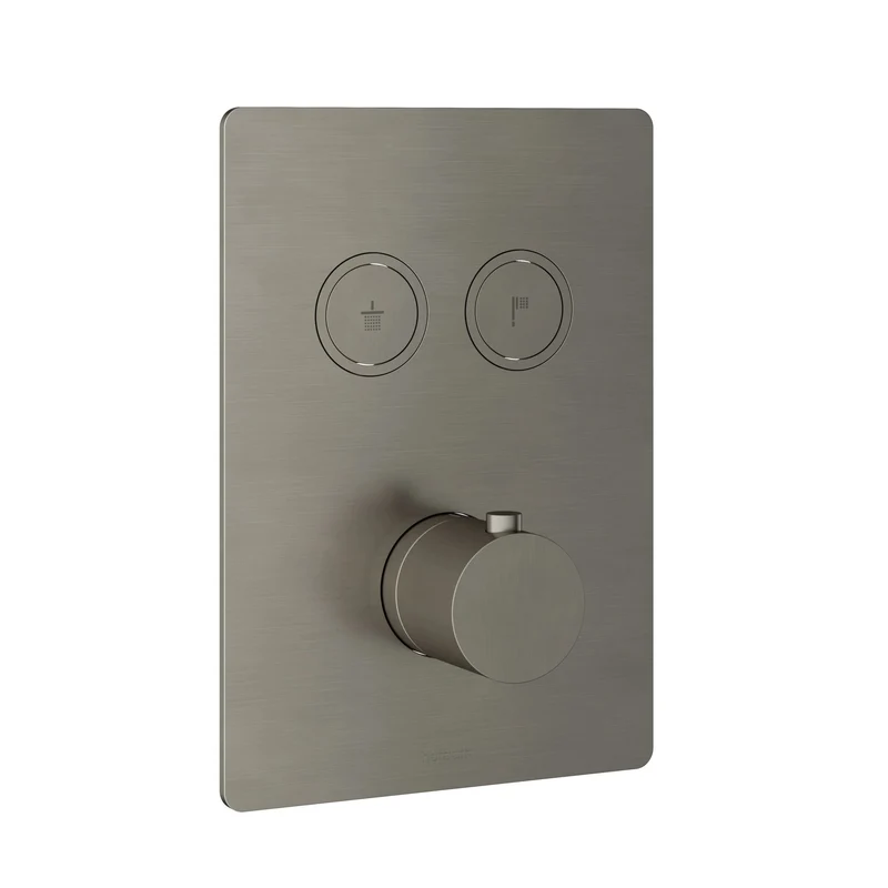 Hotbath Cobber PB009QEXT afbouwdeel voor inbouw thermostaat met 2 pushbuttons - Geborsteld Nikkel