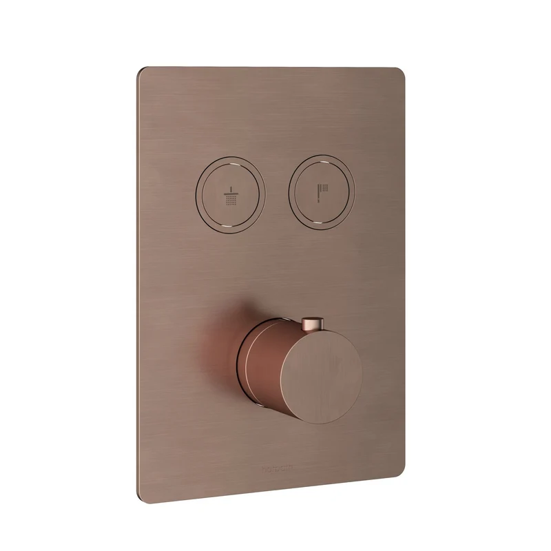 Hotbath Cobber PB009QEXT afbouwdeel voor inbouw thermostaat met 2 pushbuttons - Geborsteld Koper PVD