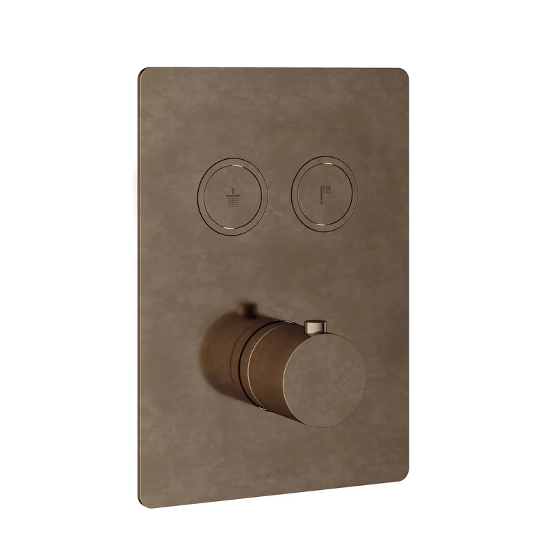 Hotbath Cobber PB009QEXT afbouwdeel voor inbouw thermostaat met 2 pushbuttons - Verouderd Messing