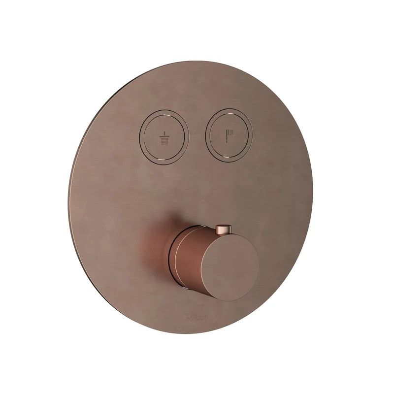 Hotbath Cobber PB009EXT afbouwdeel voor inbouw thermostaat met 2 pushbuttons - Geborsteld Koper PVD