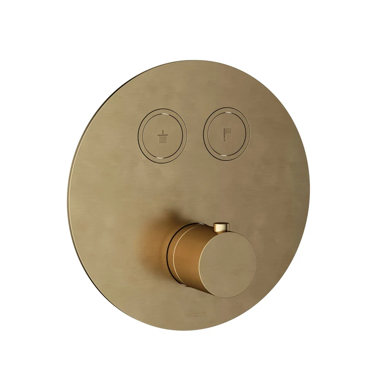 Hotbath Cobber PB009EXT afbouwdeel voor inbouw thermostaat met 2 pushbuttons - Geborsteld Messing
