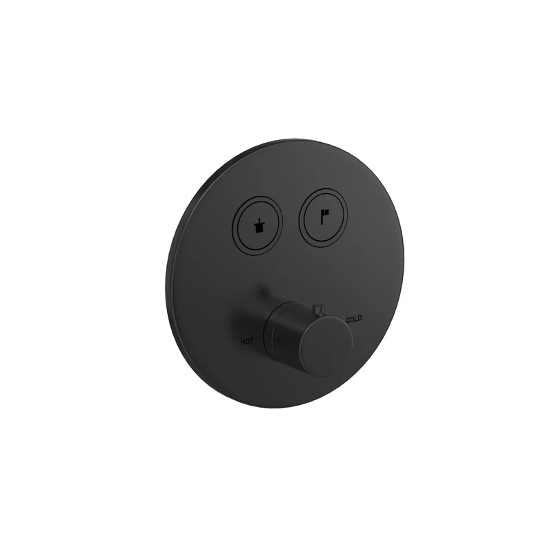 Hotbath Cobber PB009EXT afbouwdeel voor inbouw thermostaat met 2 pushbuttons - Geborsteld Zwart PVD