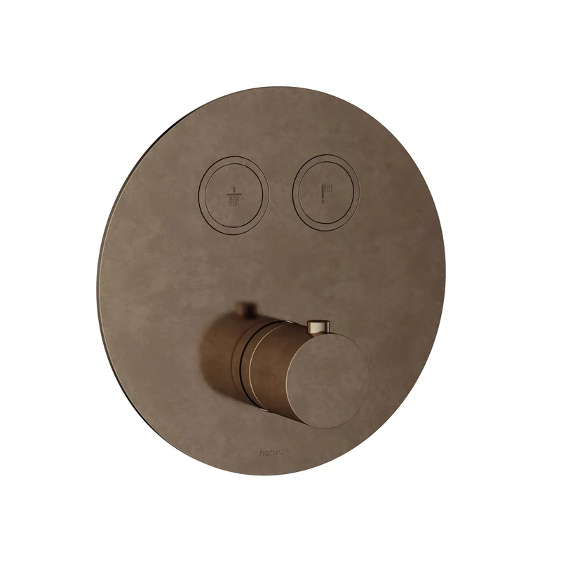 Hotbath Cobber PB009EXT afbouwdeel voor inbouw thermostaat met 2 pushbuttons - Verouderd Messing