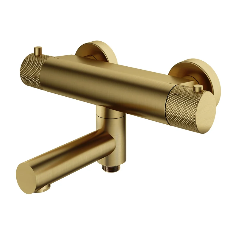 Hotbath Cobber X CX020 opbouw badthermostaat met draaibare uitloop - Geborsteld Messing PVD