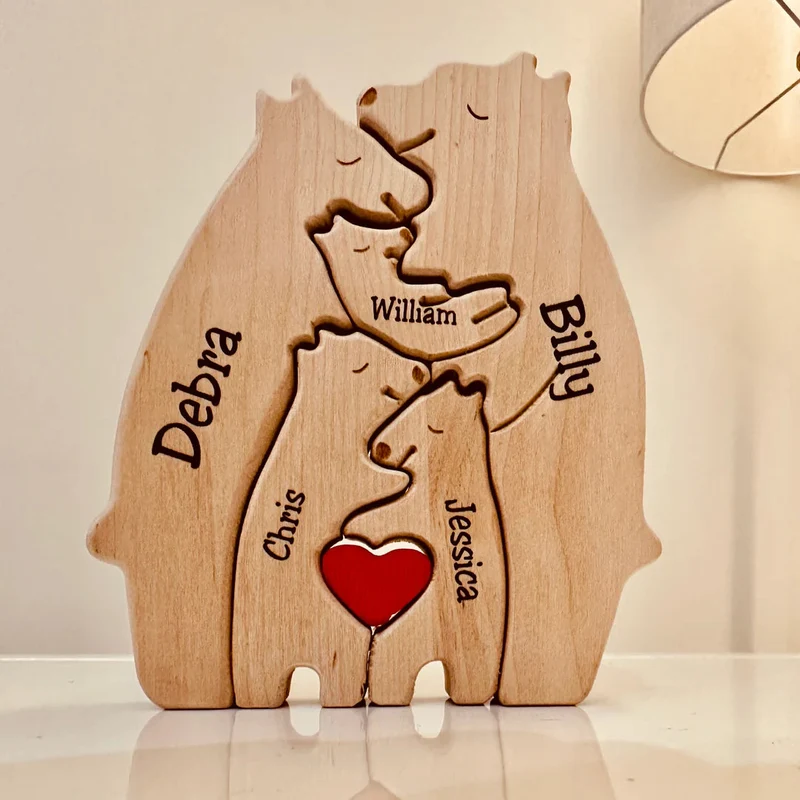 Houten Berenfamilie Decor | Personaliseerbaar & Uniek