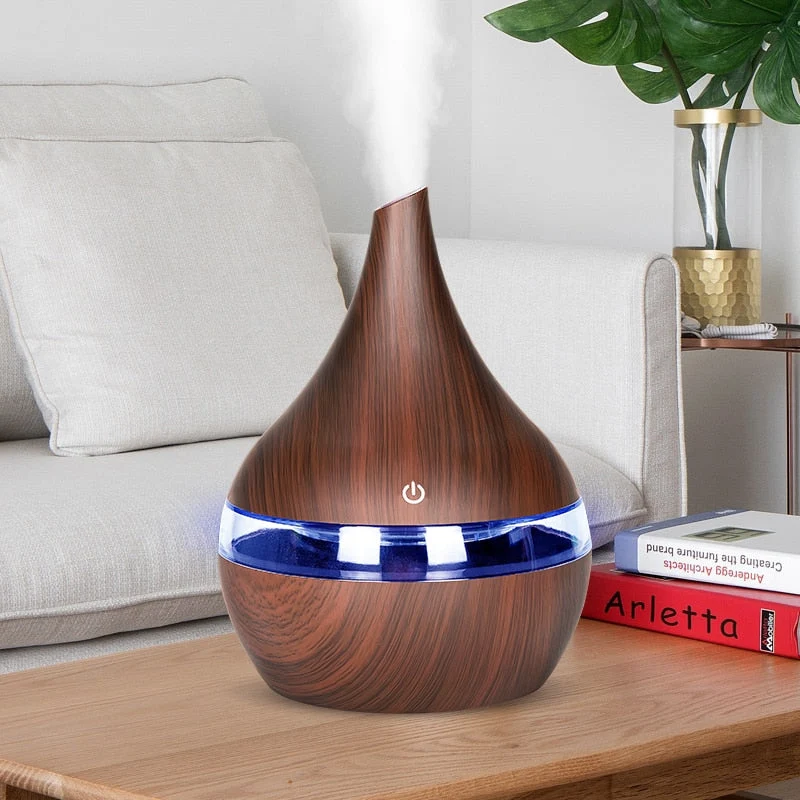 HoutMist Aroma Luchtbevochtiger – 500 ml met LED Sfeerverlichting