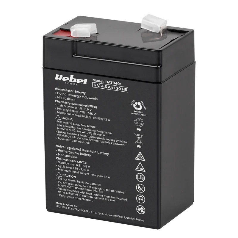 Batterie au gel sans entretien Rebel Power 6 V 4,5 Ah