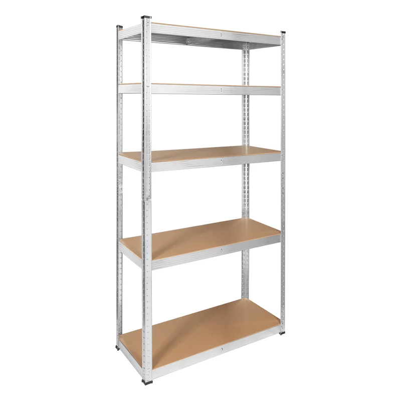 Rayonnage métallique de stockage, 5 tablettes, charge maximale de 750 kg, 180 x 90 x 40, couleur argentée, modèle Rebel