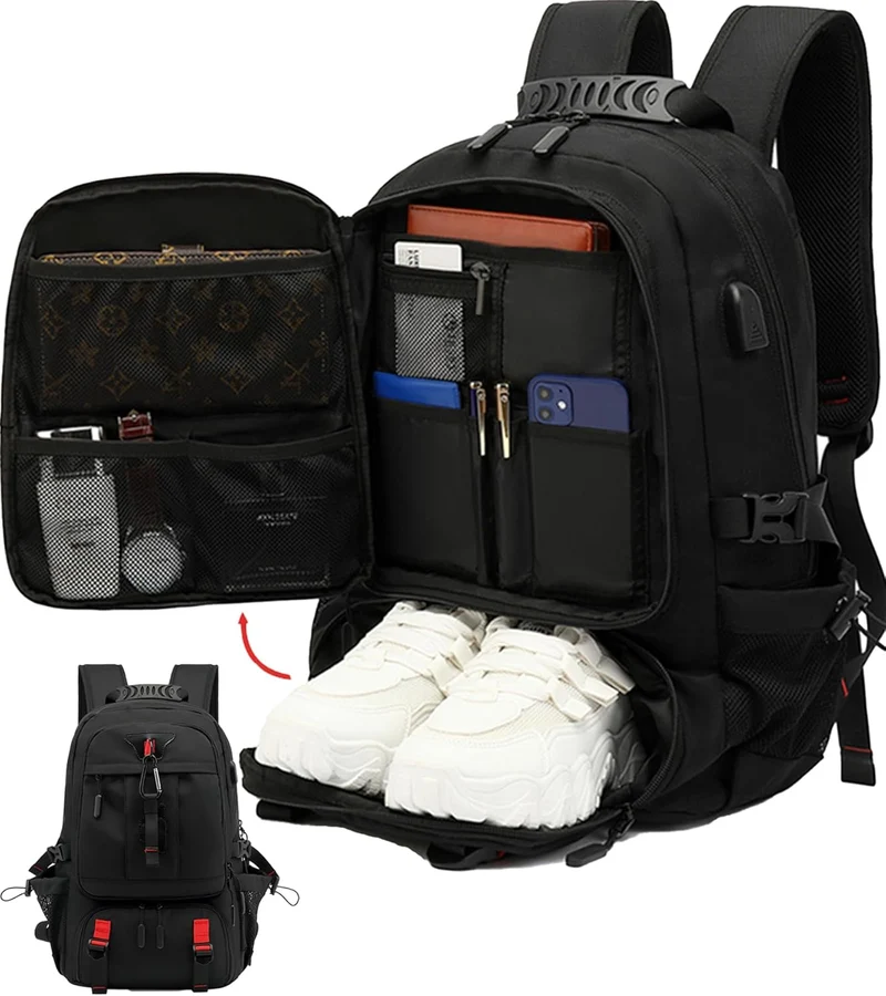 Unisex 60L Waterdichte Laptoprugzak met USB & Schoenvak