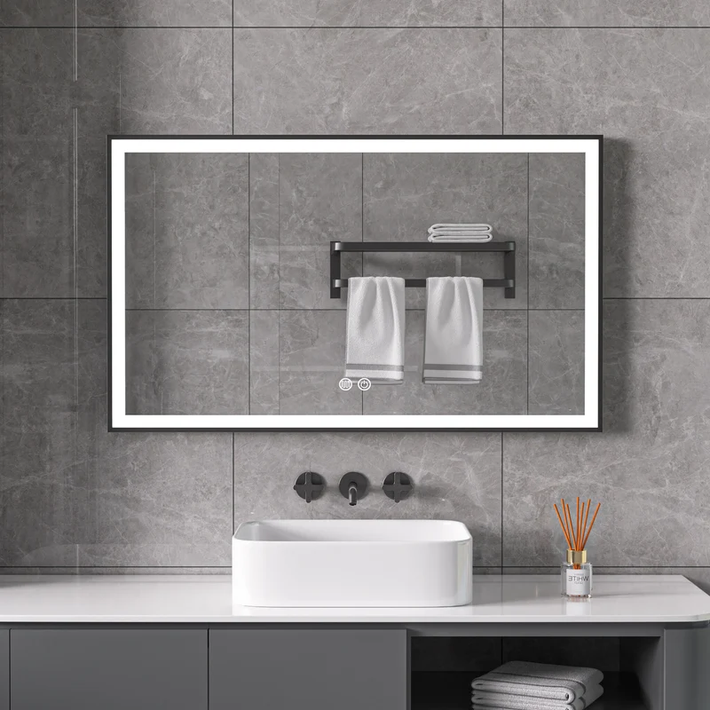 Second chance - Mirror with black frame, LED, anti-condensation 60 x 100 cm - Default