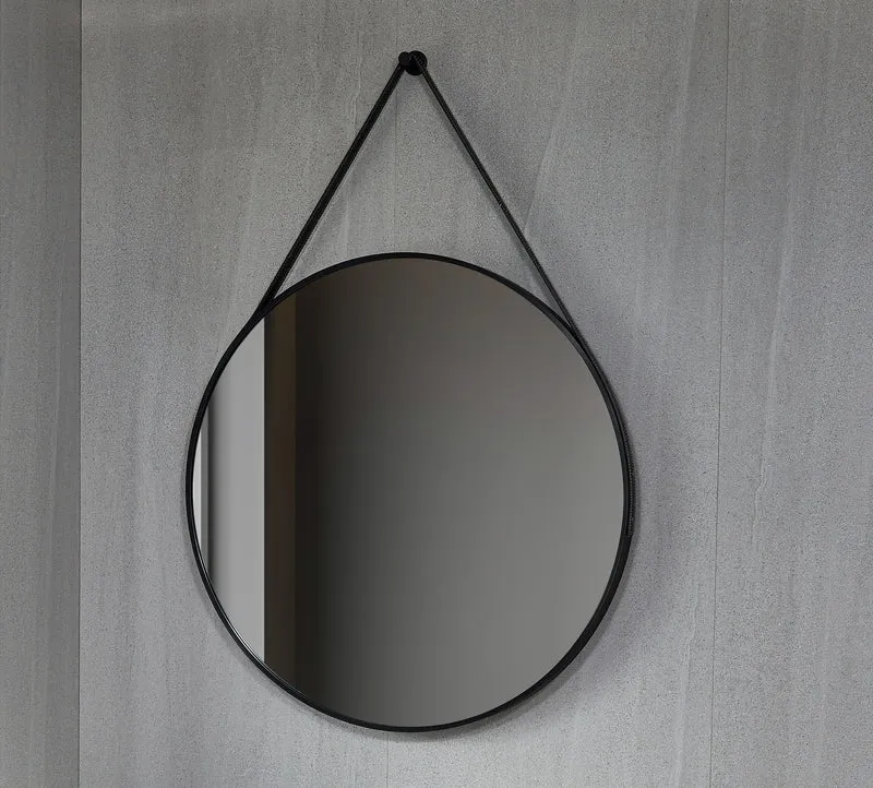 Second chance - Round 80 cm mirror with trendy strap black frame - Default