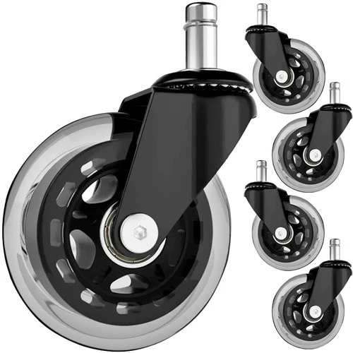 Malatec Bureaustoelwielen - Set van 5 - Universeel - 11 mm - Rubber
