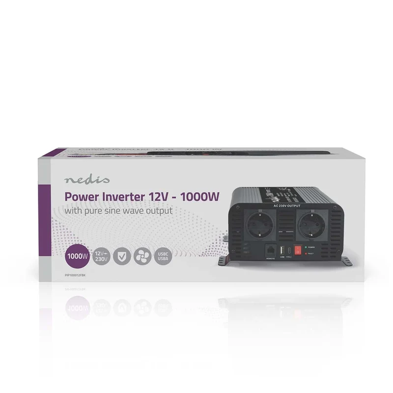 Omvormer Pure Sinusgolf Apparaat stroomoutput: Type F (CEE 7/3) / USB-A / 1x USB-C™ - 230 V AC 50 Hz - 1000W