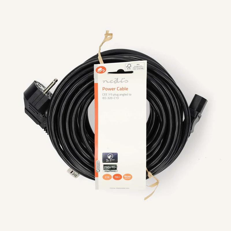 Stroomkabel Type F (CEE 7/7) Male - IEC-320-C13 - Gehoekt